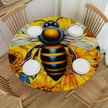 

Autua Sunflowers Honeycomb Round Tablecloth Stain Resistant Washable Table Cover Perfect for Indoor Outdoor Kitchen Dining Wedding Parties 100% Polyester Tablecloths with Elastic Edge 42 -46
