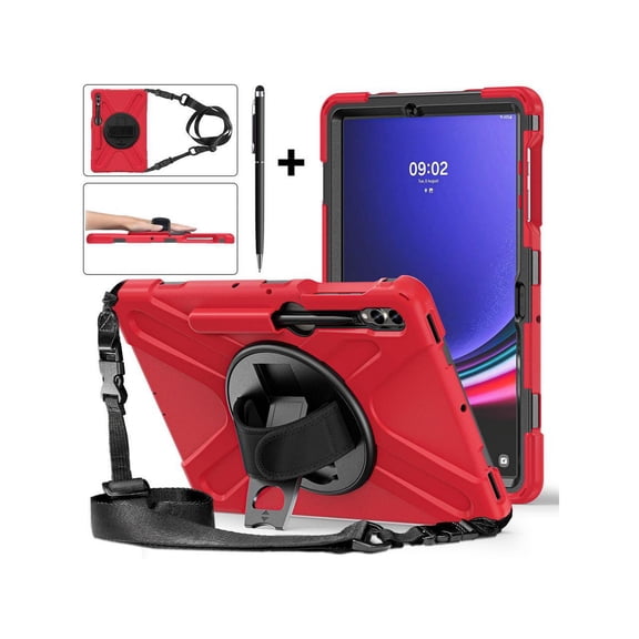 Protective Case for Samsung Galaxy Tab S10 Plus 2024/S9 Plus 2023/S9 FE Plus 2023/S8 Plus 2022/S7 FE 2021/S7 Plus 2020 12.4" Shockproof Cover with Rotating Stand and /Shoulder Strap