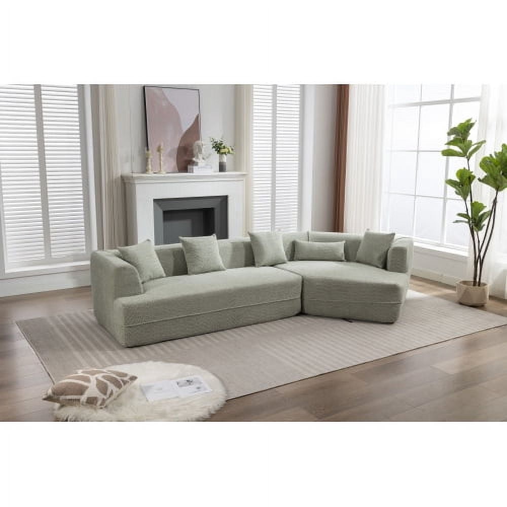 BSHTI Modern Minimalist Style Adult Sofa,Salon Upholstered Sleeper Sofa,2 PC Free Combination,Round Fiber Fabric,Anti-Wrinkle Fabric,Green
