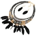 thumbnail image 3 of Feather Pendant Multi Layers Tribal Bib Necklace Statement Earring Jewelry Set, 3 of 9