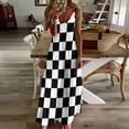 thumbnail image 4 of Black and White Squares - Checkered Flag Sleeveless Dress Beachwear elegant and pretty women's dresses, 4 of 6