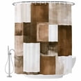 thumbnail image 2 of Brown Geometric Waterproof Fabric Shower Curtain,Vintage Oil Painting Contemporary Waterproof Fabric Shower Curtain for Bathroom Curtains Bathtubs Hotel Shower Curtains with 12 Hooks Extra Long 72x96, 2 of 8