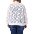 thumbnail image 3 of Agnes Orinda Women's Plus Size Jacke Floral Lace Sheer Long Sleeve Zip Up Lightweight Baseball Jackets 4X White, 3 of 6