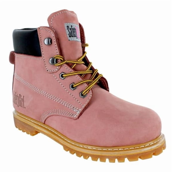 Safety Girl Women’s Work Boots | Waterproof Leather Work Boots for Women | Oil & Slip-Resistant Soft Toe Boots for Women | Premium Nubuck Leather | Lightweight and Comfortable | Pink Leather - 7W
