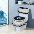 thumbnail image 4 of European Lace Toilet Cover Set with Zipper | 3-Piece Bathroom Decorative Tank & Lid Cover | Elegant Design for Home Decor | Red Gray Beige Blue, 4 of 6