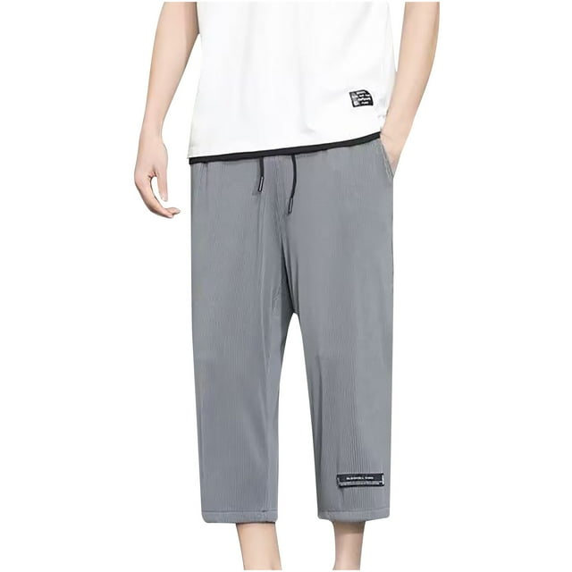 Capris, Mens with Elastic Waist Ultra-thin Quick Drying Ventilate and Loose Sport Pants