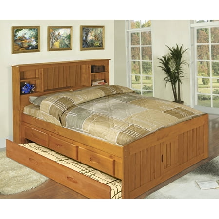 American Furniture Classics Solid Pine Full Captains Bookcase Bed