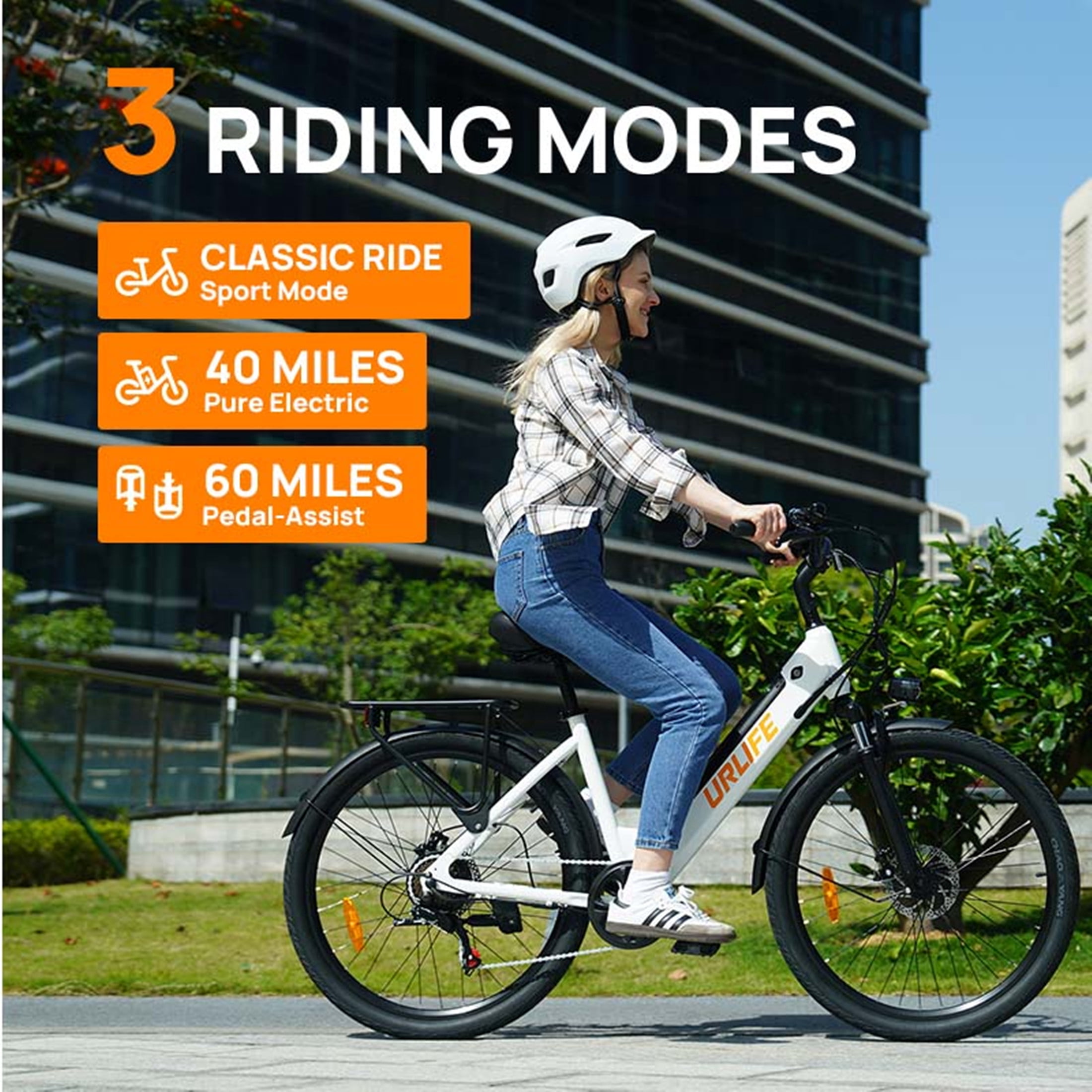 URLIFE 26'' Electric Bike for Adult, 750W Pak Motor, 48V 10.4Ah Removable Battery, Max Range 60Miles & 20Mph Top Speed ,Front Suspension, Shimano 7-Speed City Cmmuting E-Bike