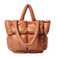 thumbnail image 2 of WDOplteas Bolso Hombro Acolchado Celosía Retro para Mujer Bolso Suave Color Sólido (marrón), 2 of 6