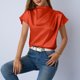 thumbnail image 4 of Camisetas de Manga Corta de Cuello Alto para Mujeres Moda Casual Primavera Cuello Redondo Medio Cuello Alto Hombro Izquierdo Plisado Superior, 4 of 6