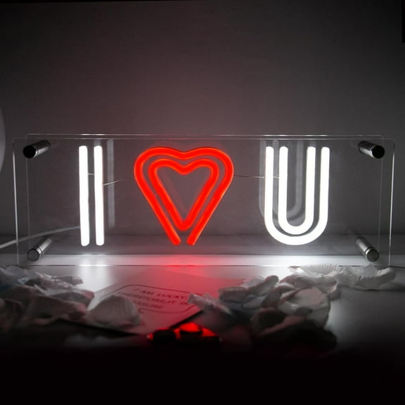 UPONRAY I Love You Desktop Neon Signs, 13.8"*4.7" Dimmable & USB-Powered LED Neon Light, Stylish Desktop decoration as Gifts for Valentine's Day, Lover, Family, Friend, Children
