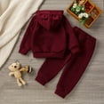 thumbnail image 3 of PatPat Ensemble Chandail à Capuchon et Pantalon pour Fillette, Motif Floral Texturé avec Oreilles, 2 Pcs, Tailles 18 m à 6 A, 3 of 7