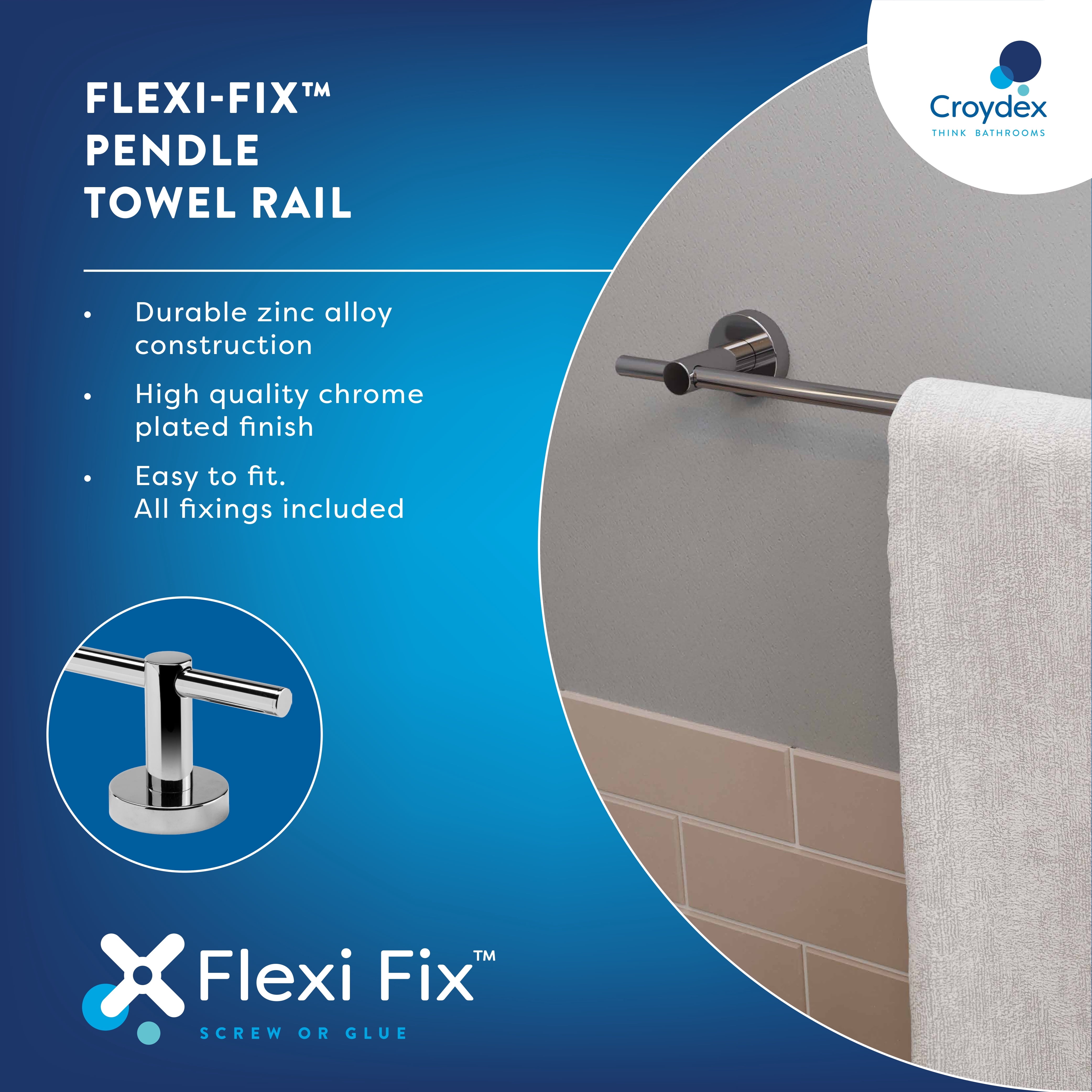Croydex Pendle 26-3/4 in. Towel Bar in Chrome