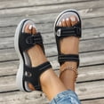 thumbnail image 4 of Domuza Wide Sandals for Women Dressy Strappy Arch Support Flat Wedge Sandals Women Open Toe Ankle Strap Comfortable Platform Slip-On Walking Shoes Black 8（EU-40）, 4 of 4
