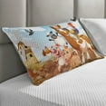 thumbnail image 2 of Animal Quilted Pillowcover, Illustration of Animals in a Farm Cloudy Sky and Windmill Print Art, Standard King Size Accent Pillow Cover for Bedroom, 36" x 20", Pale Blue and Brown, by Ambesonne, 2 of 2
