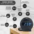 thumbnail image 4 of Sonic Bomb Dual Extra Loud Alarm Clock with Bed Shaker, Black & Blue | Sonic Alert Vibrating, Heavy Sleepers, Battery Backup | Wake with a Shake, 4 of 8