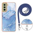 thumbnail image 5 of Mantto for Samsung Galaxy S21 FE Case, with Lanyard Adjustable Strap, Marble Pattern Soft TPU Bumper Hard PC Back Shockproof Protective Glossy Stylish Durable Phone Case for Women Girls,Blue, 5 of 7