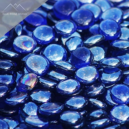 Glass Fire Rocks Fire Pit Glass - Dark Blue Reflective Fire Glass Beads 3/4