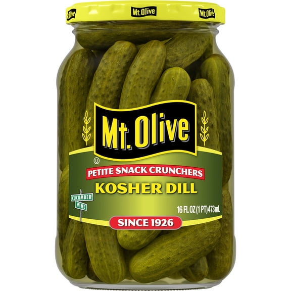 Mt. Olive Petite Snack Crunchers Kosher Dill Pickles, 16 fl oz Jar