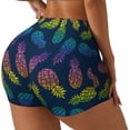 thumbnail image 1 of Fotbe Retro Bright Pineapple Shorts Sin Costuras – Shorts Deportivos de Cintura Alta para Mujer, Elásticos para Gimnasio, Yoga, Running o Ciclismo-X-Large, 1 of 8