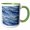Green/White, variant on 3drose, Blue and Image of Gold Mountain Range Abstract, 11oz Two-tone Black Mug