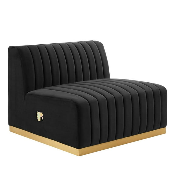 Modular Sofa Chair, Gold Black, Velvet, French Living Lounge Cafe Lobby Hospitality Restaurant, Modern Contemporary Boutique HB33777