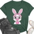 thumbnail image 4 of Mifsaly Easter tops for Women Short Sleeve Crewneck Cotton T-Shirts Bunny with Pink Heart Glasses and Bow Graphic Lightweight Breathable Versatile Summer Tees XXL, 4 of 6