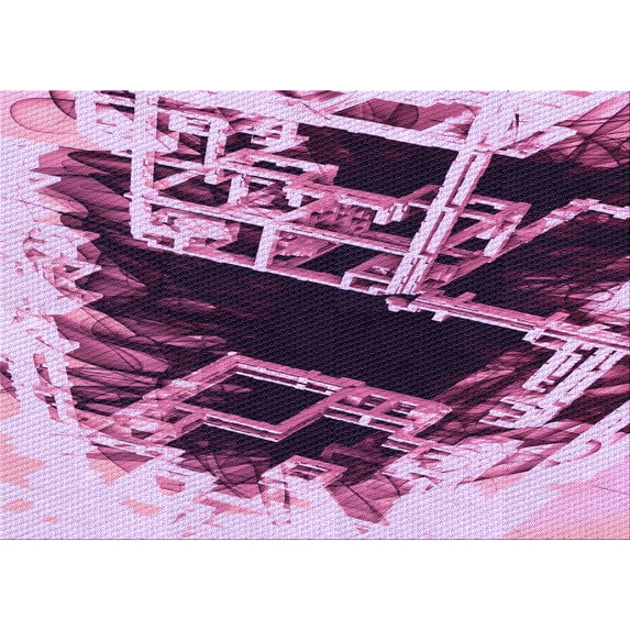 Ahgly Company Machine Washable Indoor Rectangle Transitional Pastel Purple Pink Area Rugs, 2' x 3'