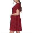 thumbnail image 2 of Fotbe Christmas Red Snowflakes Vestido Largo de Moda para Mujer, Vestido Tipo Camiseta con Manga Corta y Estilo Casual a Rayas y Bloques de Color, 2 of 6