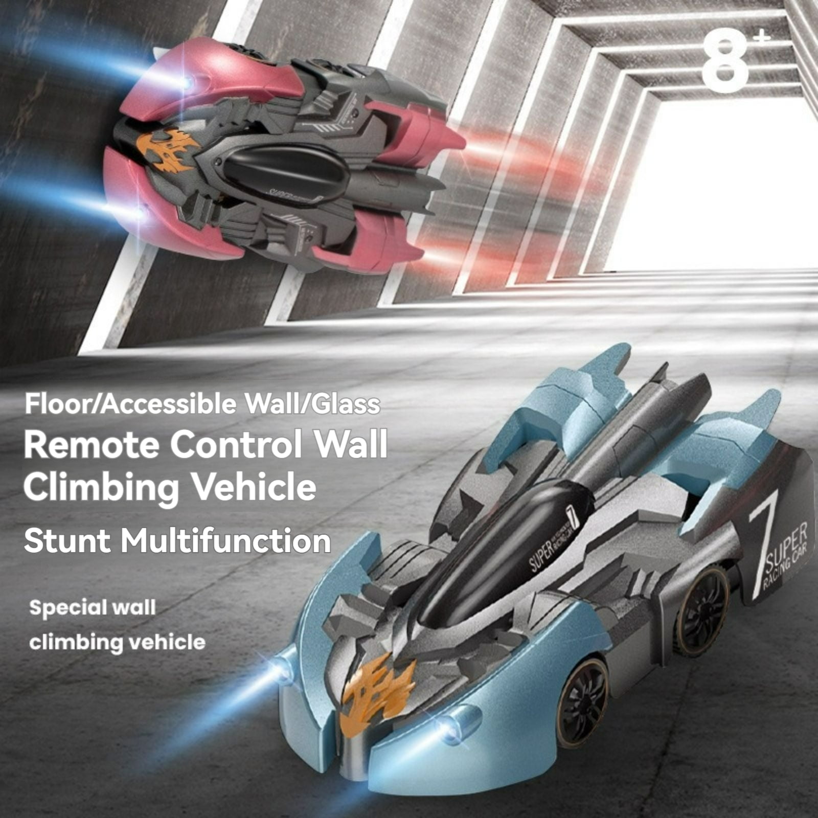 NWJ New Mini Wall Climbing Watch RC Car - Rechargeable Remote Control Stunt Car with Light and Sound