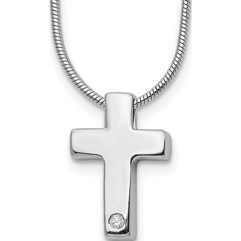 Sterling Silver White Ice .01ct. Diamond Cross 18 Sterling Silver White Ice .01ct. Diamond Cross 18