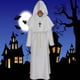 thumbnail image 2 of FELTECHELECTR Túnica de monje sacerdote medieval con capucha para Halloween, disfraz de cosplay para mago y hechicero, talla XL (blanco), 2 of 6