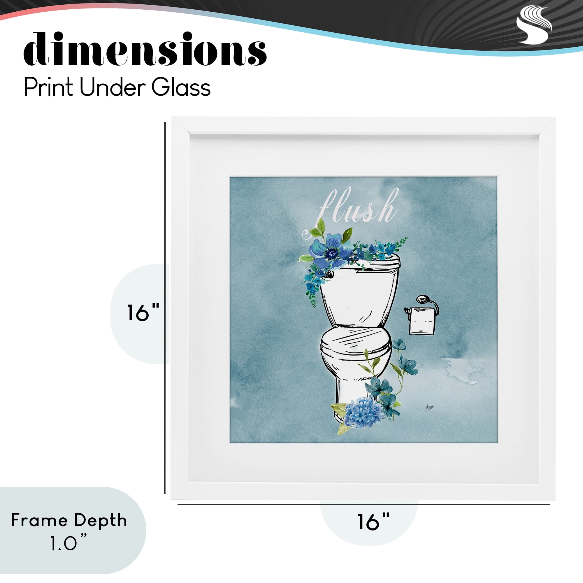 Stupell Industries Floral Bathroom Rules Flush White Framed Print Under Glass, design by Nan