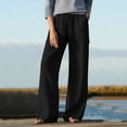 thumbnail image 5 of Ashirexll Womens Summer Pants, Cargo Pants Women, Spring Summer Solid Color Stretchy Waist Straight Casual Trousers, 5 of 7