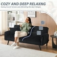 thumbnail image 5 of FFH Modern Corduroy Futon Sofa Bed with Adjustable Backrest,Convertible Loveseat Sleeper,Soft Couch with Drop-Down Table and Cup Holder for Living room,Black, 5 of 8