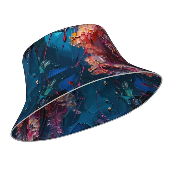 Kdxio Reflective Bucket Hat - Colorful Jellyfish Abstract Print Bucket Hat for Men,Women