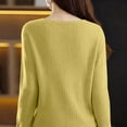 thumbnail image 4 of WULMLEO Cozy Sweaters for Women Casual Long Sleeve Loose V-Neck Knit Solid Color Pullover Tops Yellow One Size, 4 of 4
