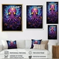 thumbnail image 4 of Designart "violet Animal Electric Octopus Drips" Animals Floater Framed Wall Art Living Room, 4 of 7
