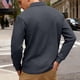 thumbnail image 5 of Blusa y camisa de manga larga con cuello vuelto para hombre, color liso, informal, con botones, cárdigan de media manga, top de solapa de manga larga, blusas de poliéster para hombre, 5 of 9