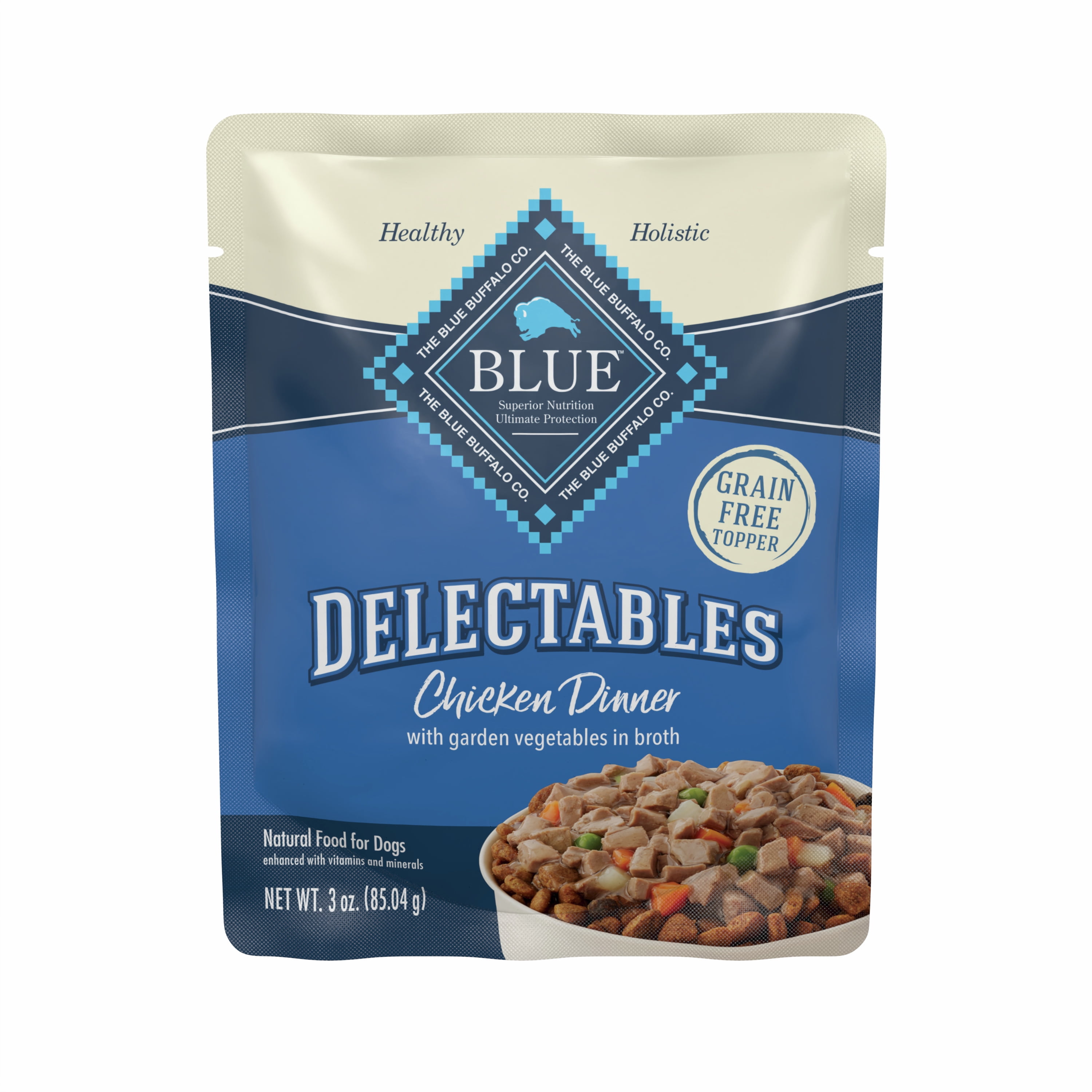 Blue Buffalo Delectables Natural Wet Dog Food Topper, Chicken Dinner 3oz