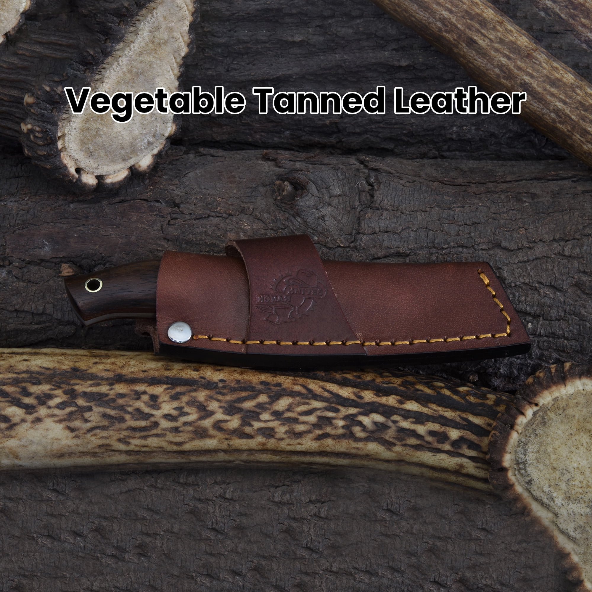 Knives Ranch Handmade High Carbon Damascus Steel Fixed Blade Knife – 6.25" Cowboy Ranch Knife with Rosewood Handle & Horizontal Carry Leather Sheath – Hunting, Bushcraft, Camping, Survival, Scout Car
