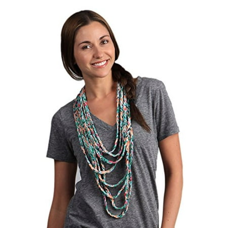 Aqua Titanium Necklace - StylesIlove Chic Jersey Variegated Rope Womens Scarf Necklace (Aqua)
