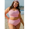thumbnail image 4 of Stylish Pink Plus Size Plaid Print High Waist Bikini Set for Beach Days - [ZhiHiMeRi] | (US 14W-16W)1X, 4 of 12