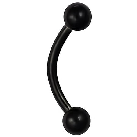 Black Plated Eyebrow Ring 16g 8mm Daith Earring, Eyebrow Ring and Rook Piercing Jewelry, Titanium IP Plated Barbell ()
