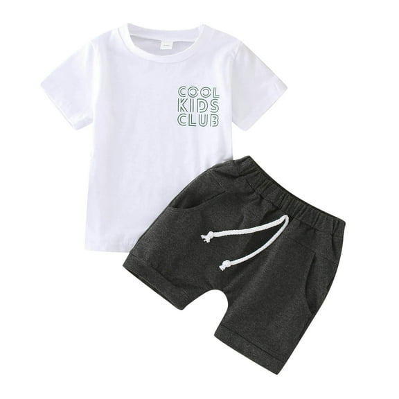 Coerni Toddler Boys Girls Short Sleeve Letter Printed T Shirt Tops Jogger Pants Set Outfits Kids 2Pcs Summer Clothes Hawaii Holiday Set