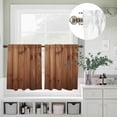 thumbnail image 5 of Kitchen Window Curtains Valance and Tier Set, Farmhouse Vintage Brown Wood Board Rod Pocket Tier Curtain Valance Set, Farm Wooden Texture Light Filtering Cafe Curtains for Bedroom Living Room, 5 of 9