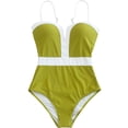 thumbnail image 1 of JAKANYQ Women'S Triangle Swimsuit Splicing Large Size Solid Color Swimsuit Lightweight Flowy Swimsuit, S, 1 of 4