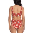 thumbnail image 3 of Wukai Japanese Maneki Cats Women's Bikini Set Two Piece,wimsuit High Waisted V Neck Twist Front Adjustable Spaghetti Straps Bathing Suit-Small, 3 of 7