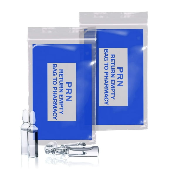 Pack of 1000 Blue PRN Bags, Clear 6 x 9. Zipper Printed Bags 6x9 with 2 mil Thick. Secure Seal Type Closure. Polyethylene Bags for Health Needs, Ideal for Infirmaries and Pharmacy.