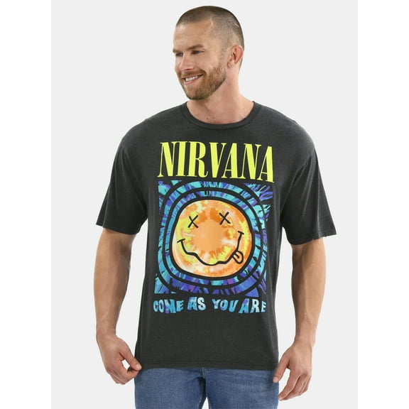 Nirvana Men’s & Big Men’s Smiley Tie Dye Graphic Tee, Sizes XS-3XL